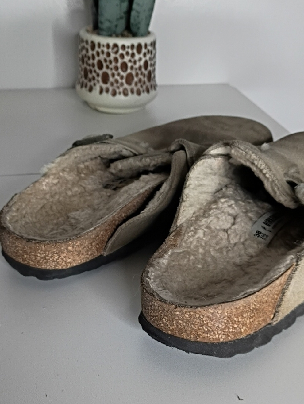 Birkenstock Boston Taupe Suede Clog with Buckle size 38 women's 7 mens 5 Sharpe - Picture 13 of 14